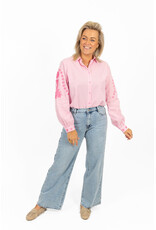21Jewelz Blouse met strepen & borduursel - roze
