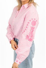 21Jewelz Blouse met strepen & borduursel - roze