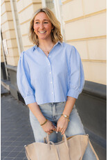 21Jewelz Basic cropped blouse - blauw gestreept