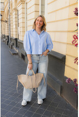 21Jewelz Basic cropped blouse - blauw gestreept