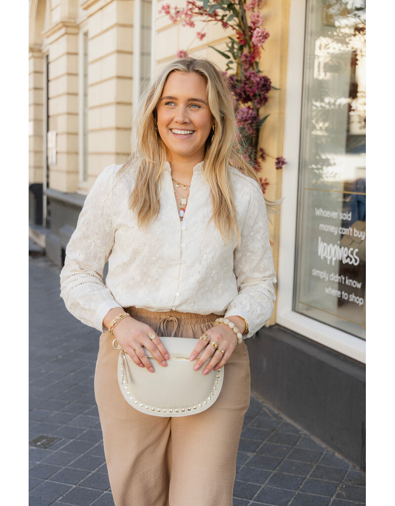 21Jewelz Kanten blouse met bloemetjes -  ecru
