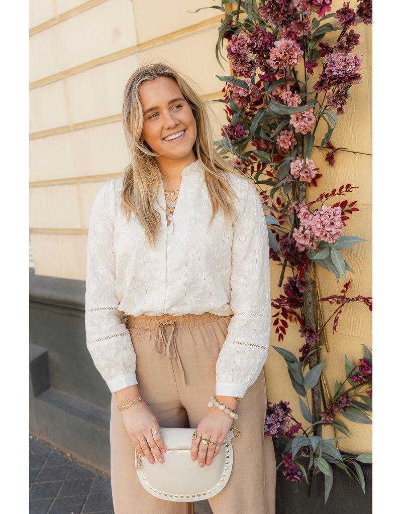 21Jewelz Kanten blouse met bloemetjes -  ecru