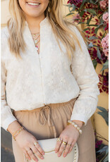 21Jewelz Kanten blouse met bloemetjes -  ecru