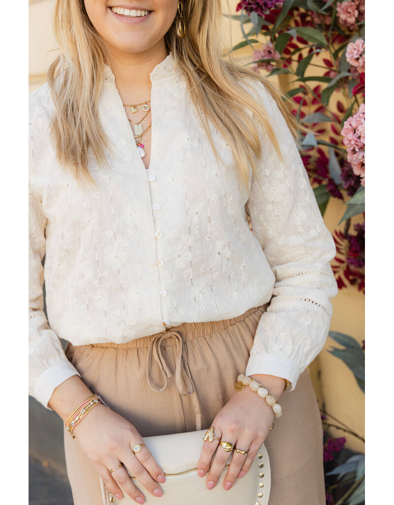 21Jewelz Kanten blouse met bloemetjes -  ecru