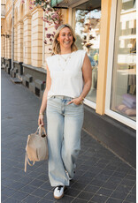 21Jewelz Mouwloze top met schoudervulling - effen wit