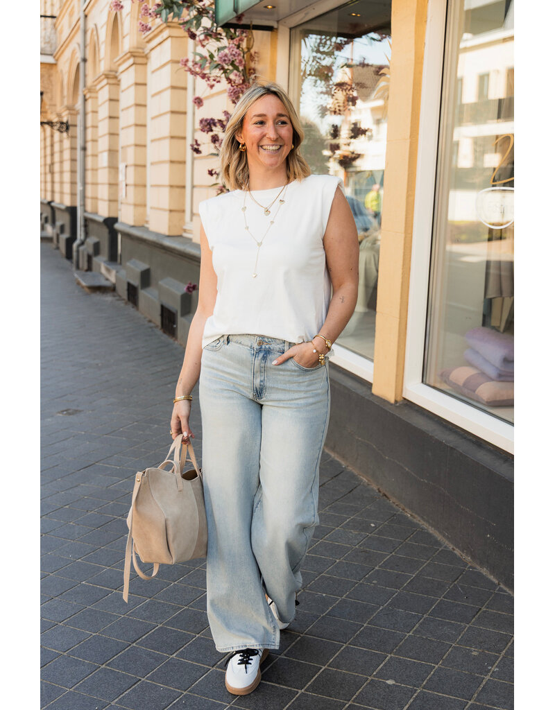 21Jewelz Mouwloze top met schoudervulling - effen wit