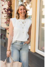 21Jewelz Mouwloze top met schoudervulling - effen wit