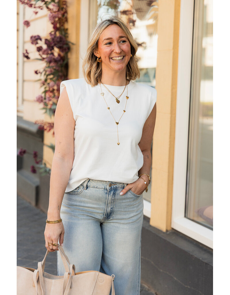 21Jewelz Mouwloze top met schoudervulling - effen wit
