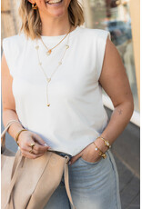 21Jewelz Mouwloze top met schoudervulling - effen wit