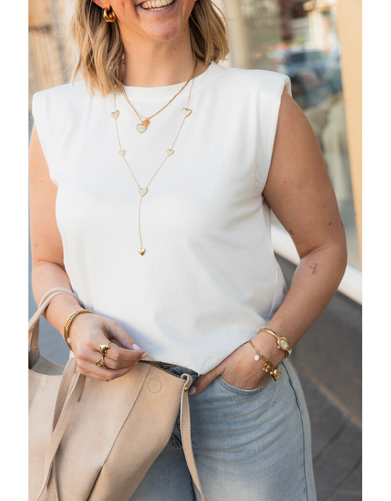 21Jewelz Mouwloze top met schoudervulling - effen wit