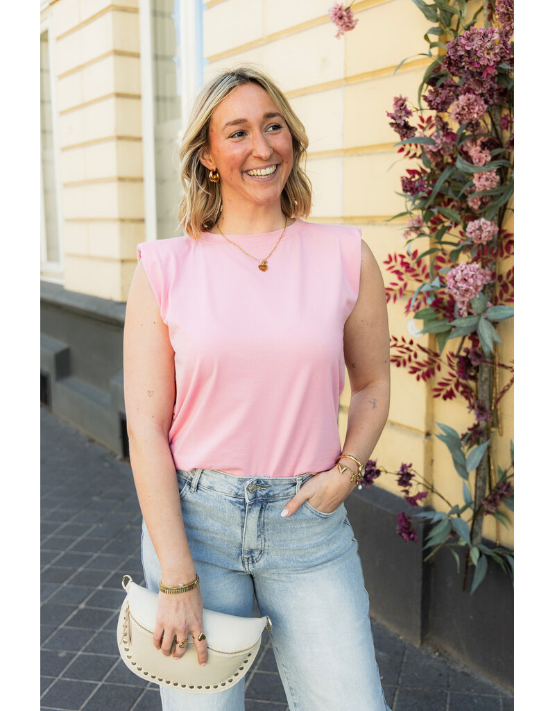 21Jewelz Mouwloze top met schoudervulling - effen roze