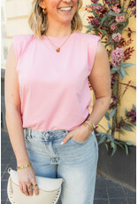 21Jewelz Mouwloze top met schoudervulling - effen roze