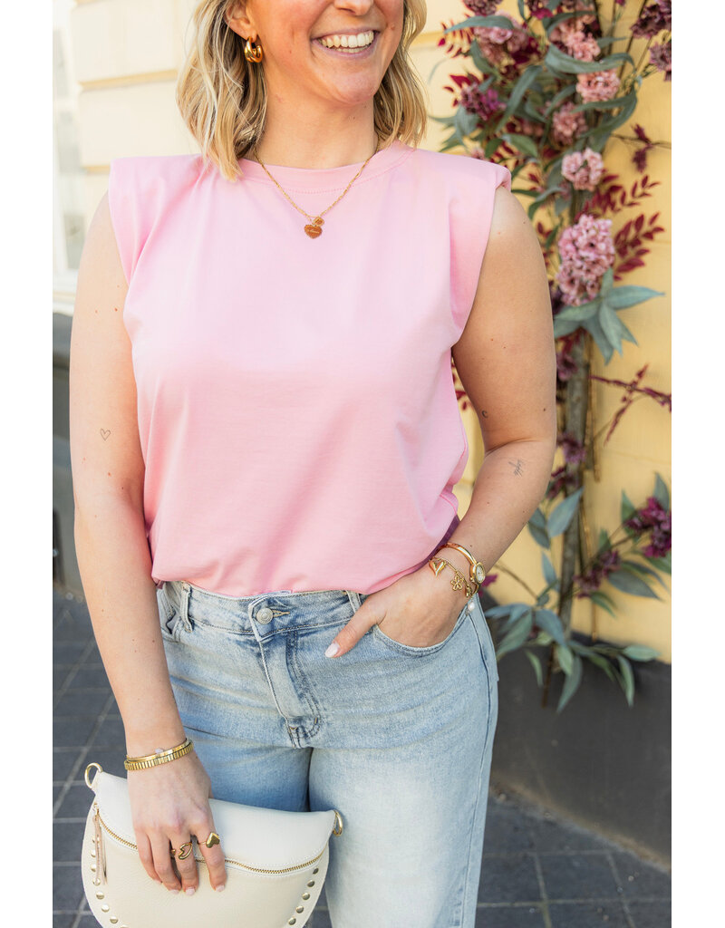 21Jewelz Mouwloze top met schoudervulling - effen roze