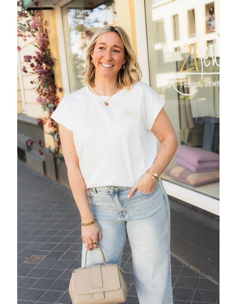 21Jewelz T-shirt met bloem - wit