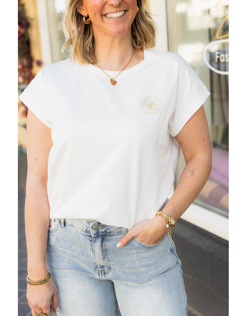 21Jewelz T-shirt met bloem - wit