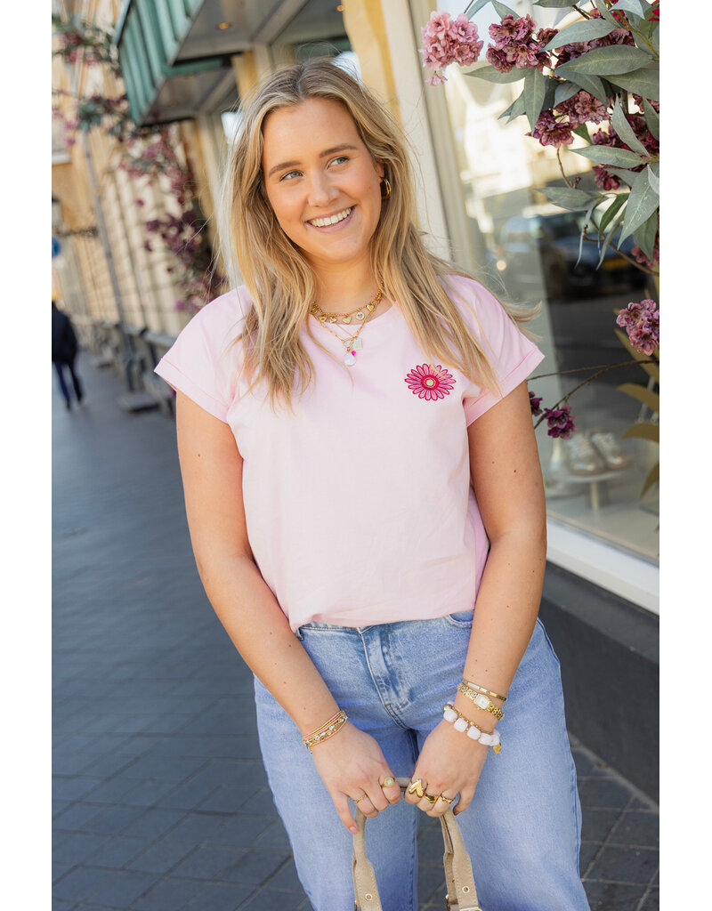 21Jewelz T-shirt met bloem - roze
