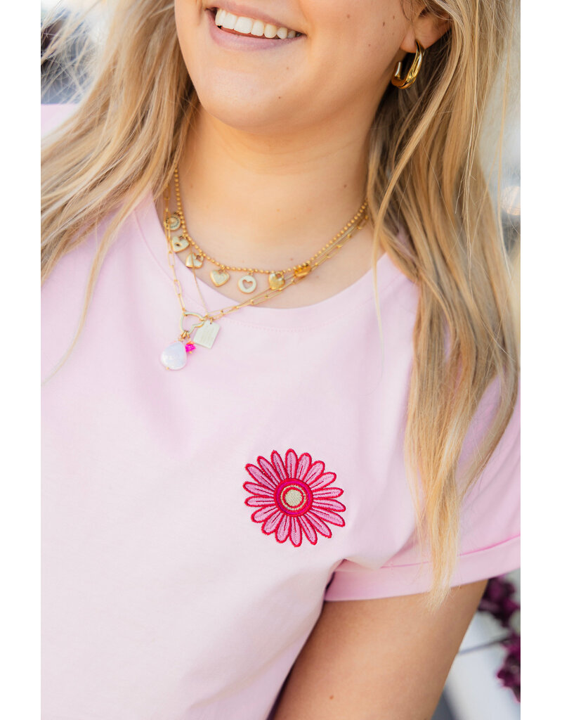 21Jewelz T-shirt met bloem - roze