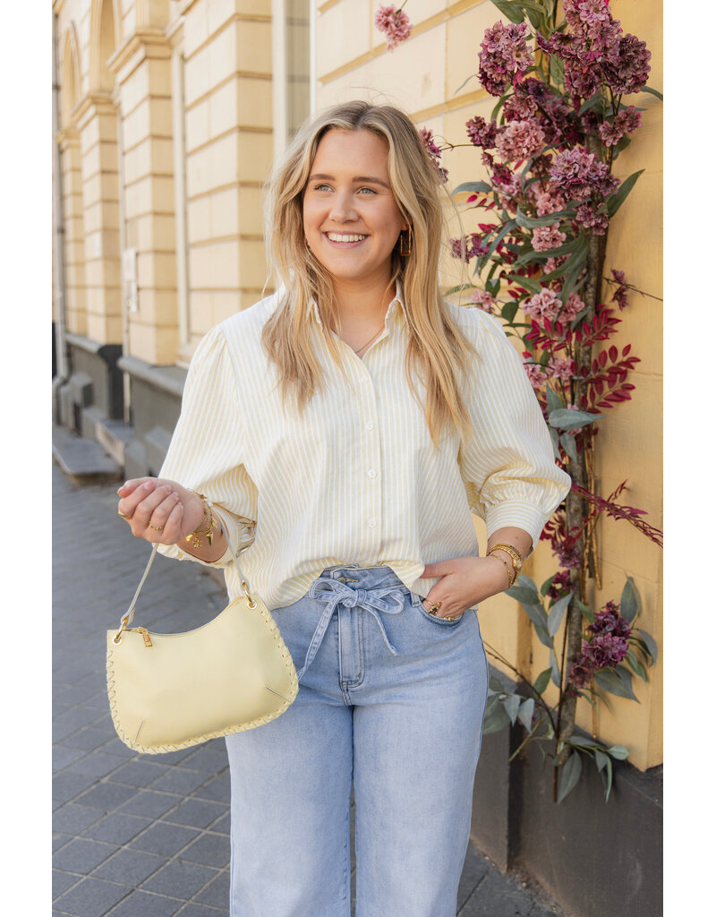 21Jewelz Basic cropped blouse - geel gestreept