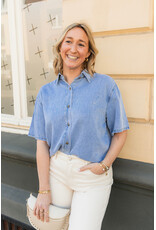 21Jewelz Losse denim blouse met korte mouw
