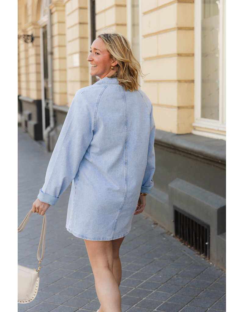 21Jewelz Effen denim jurkje met v-hals