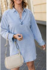 21Jewelz Effen denim jurkje met v-hals