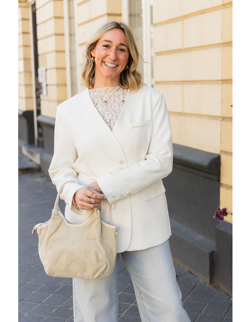 21Jewelz Overslag blazer met koordje - ecru