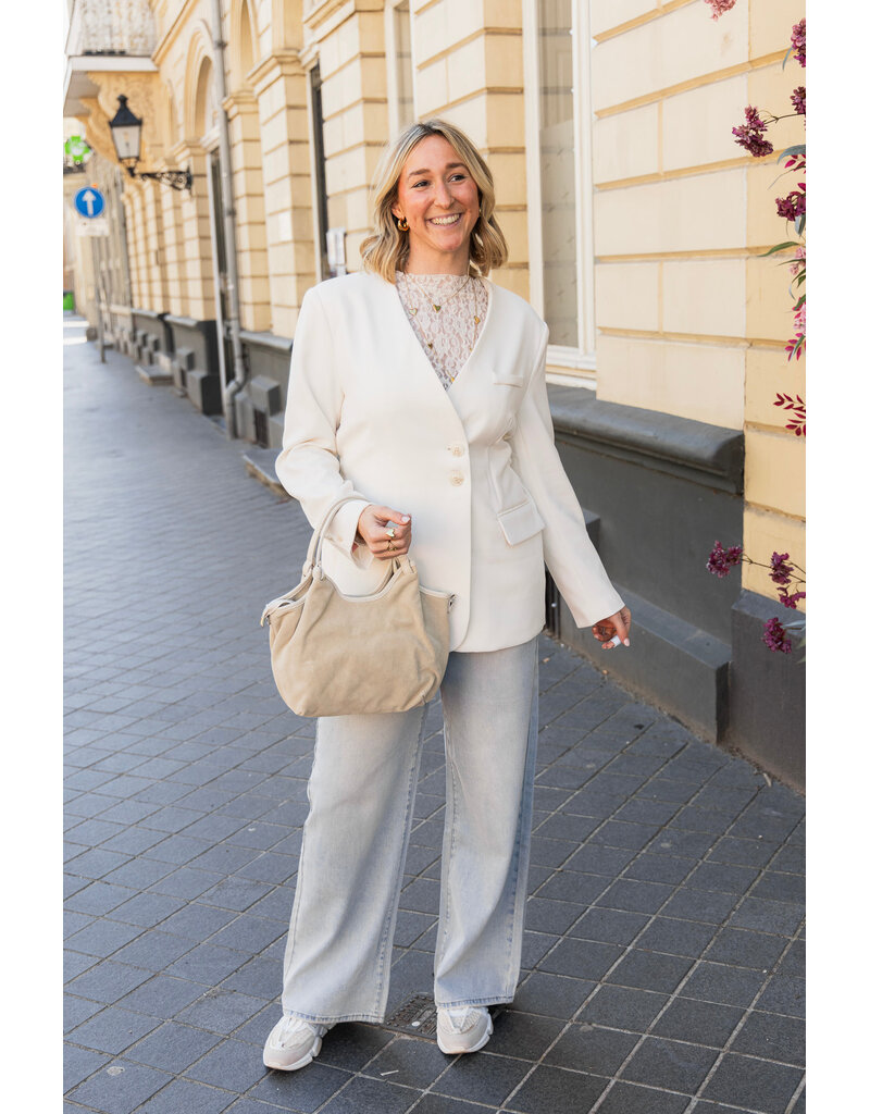 21Jewelz Overslag blazer met koordje - ecru