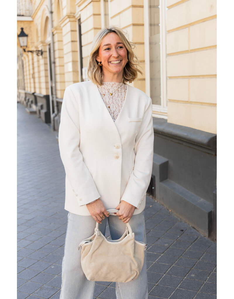 21Jewelz Overslag blazer met koordje - ecru