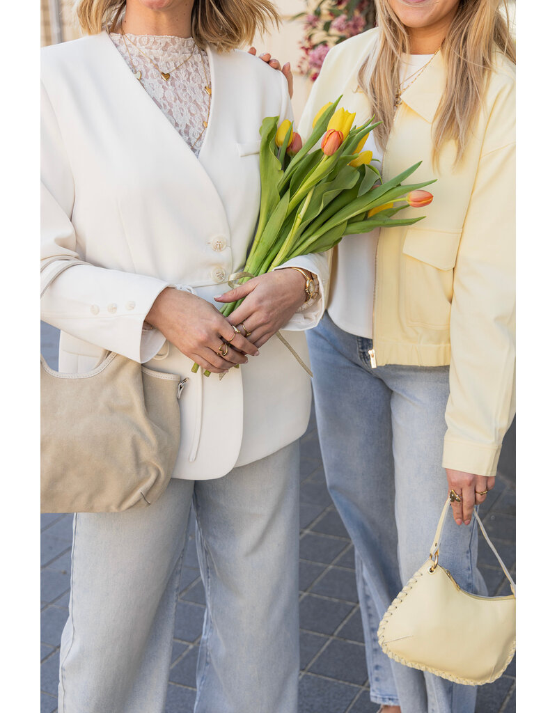 21Jewelz Overslag blazer met koordje - ecru