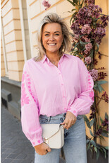 21Jewelz Blouse met strepen & borduursel - roze