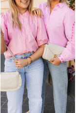 21Jewelz Blouse met strepen & borduursel - roze