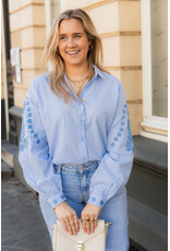 21Jewelz Blouse met strepen & borduursel - blauw