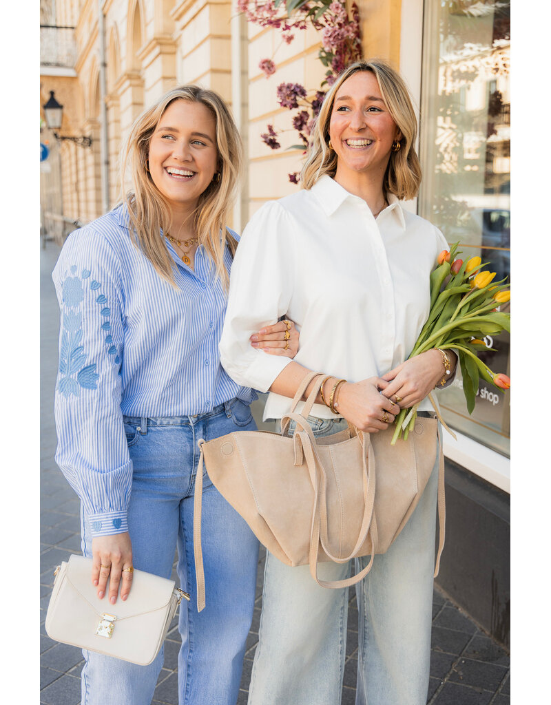 21Jewelz Blouse met strepen & borduursel - blauw