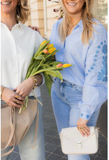 21Jewelz Blouse met strepen & borduursel - blauw