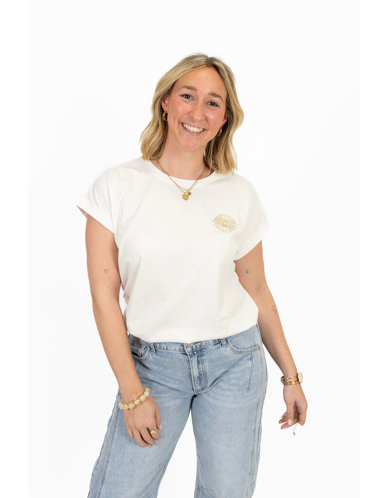 21Jewelz T-shirt met bloem - wit