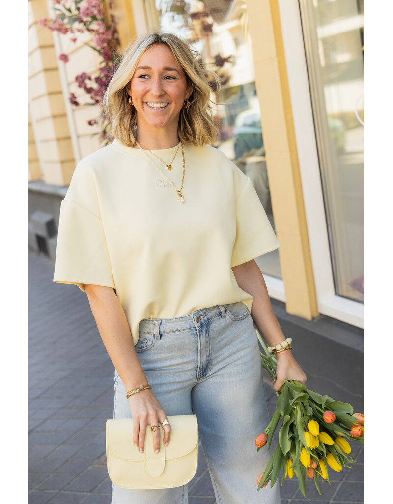 21Jewelz Boxy shirt met tekst "Ciao" - geel