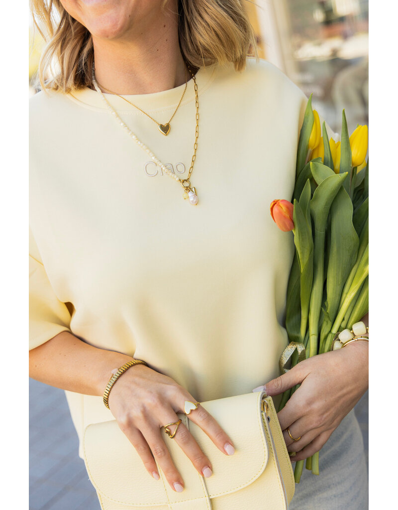 21Jewelz Boxy shirt met tekst "Ciao" - geel