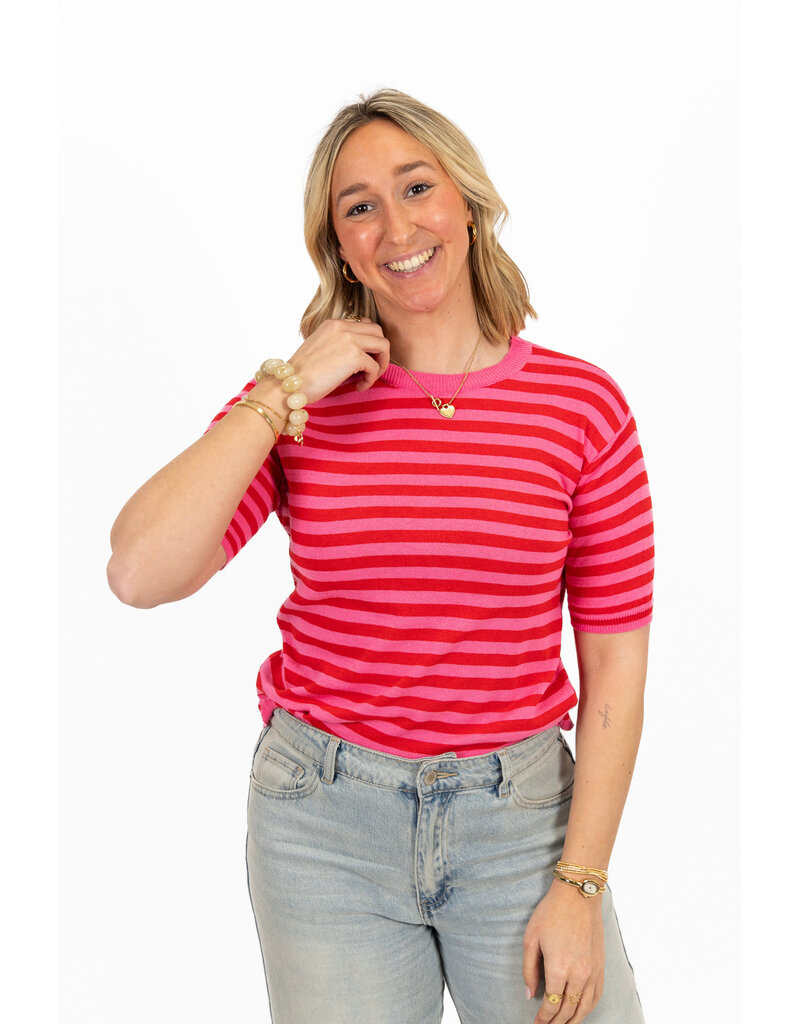 21Jewelz Gestreept shirtje - rood/roze