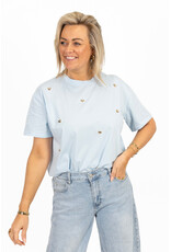 21Jewelz T-shirt met stud hartjes - lichtblauw