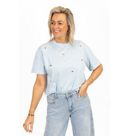 21Jewelz T-shirt met stud hartjes - lichtblauw