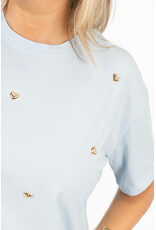 21Jewelz T-shirt met stud hartjes - lichtblauw