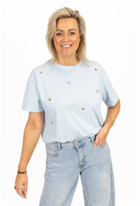 21Jewelz T-shirt met stud hartjes - lichtblauw