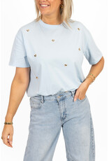 21Jewelz T-shirt met stud hartjes - lichtblauw