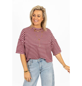 21Jewelz Gestreept shirt met drie kwart mouwen - bordeaux/roze