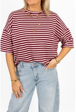 21Jewelz Gestreept shirt met drie kwart mouwen - bordeaux/roze