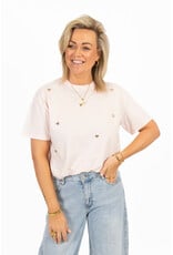 21Jewelz T-shirt met stud hartjes - lichtroze