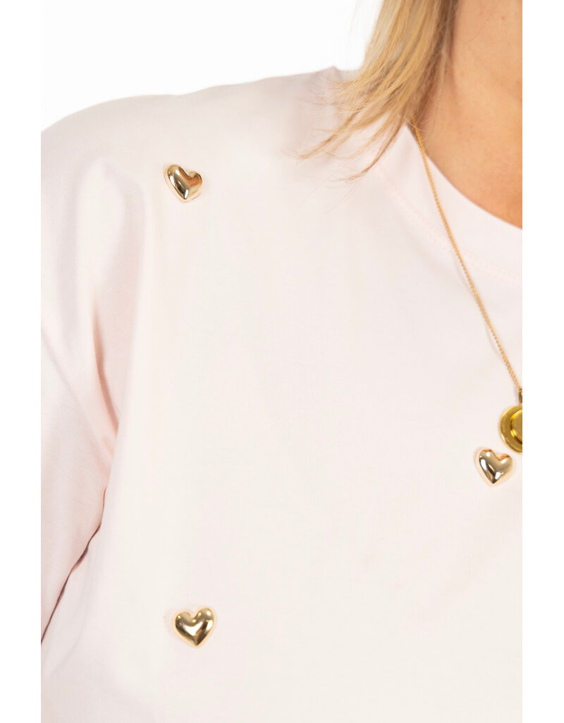 21Jewelz T-shirt met stud hartjes - lichtroze