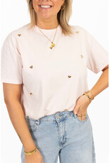 21Jewelz T-shirt met stud hartjes - lichtroze