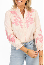 21Jewelz Blouse met strepen en borduursel - roze