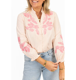 21Jewelz Blouse met strepen en borduursel - roze